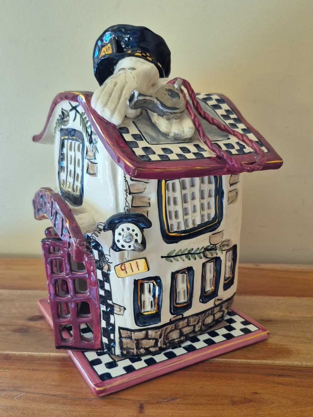 Blue Sky Clayworks Whimsical Ceramic Police Dept. & Car - Heather Goldminc
